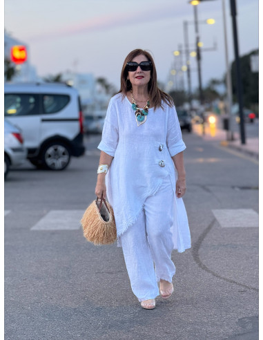 Conjunto Lino blanco Asimétrico