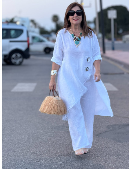 Conjunto Lino blanco Asimétrico