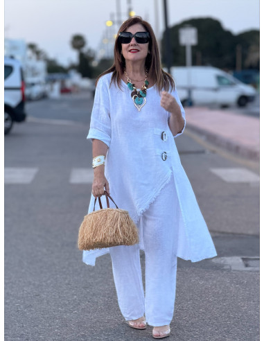 Conjunto Lino blanco Asimétrico