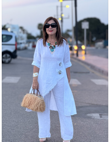 Conjunto Lino blanco Asimétrico