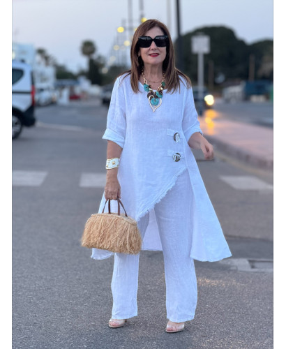 Conjunto Lino blanco Asimétrico