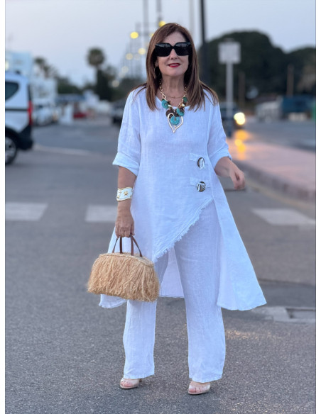 Conjunto Lino blanco Asimétrico