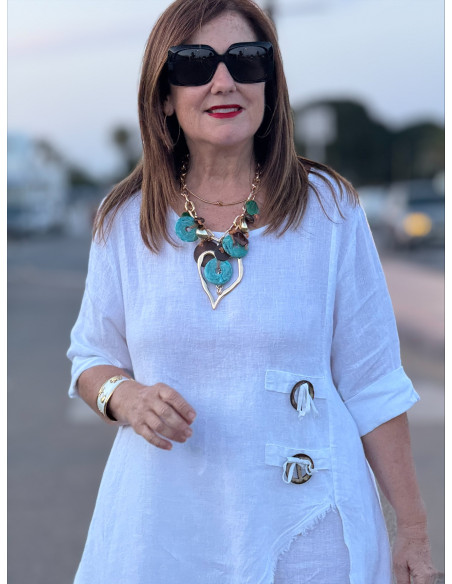 Conjunto Lino blanco Asimétrico