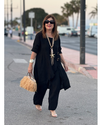 Conjunto Lino negro Asimétrico