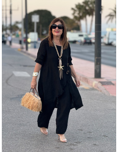 Conjunto Lino negro Asimétrico