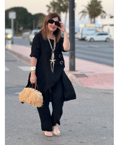 Conjunto Lino negro Asimétrico 2