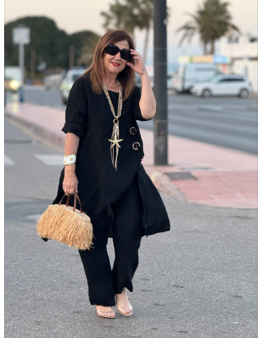 Conjunto Lino negro Asimétrico