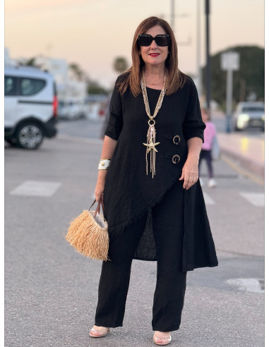 Conjunto Lino negro Asimétrico