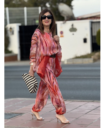 Conjunto fluido de seda estampado 2