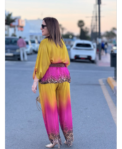 Conjunto de punto seda degradado mostaza 2