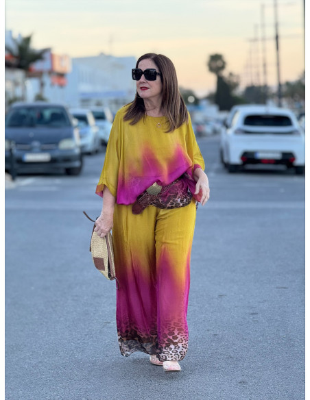 Conjunto de punto seda degradado mostaza