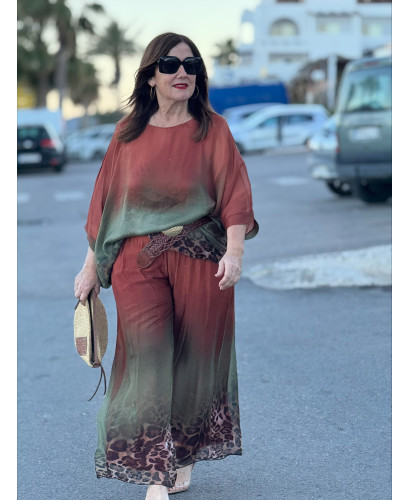 Conjunto de punto seda degradado terracota 2