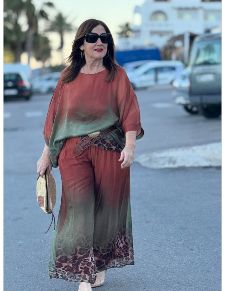 Conjunto de punto seda degradado terracota