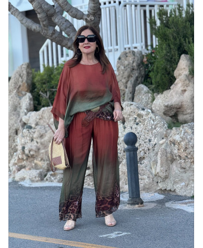 Conjunto de punto seda degradado terracota