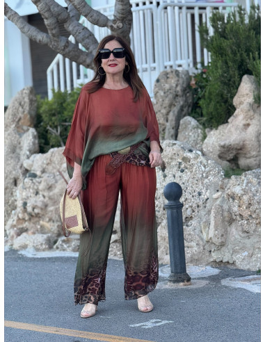 Conjunto de punto seda degradado terracota