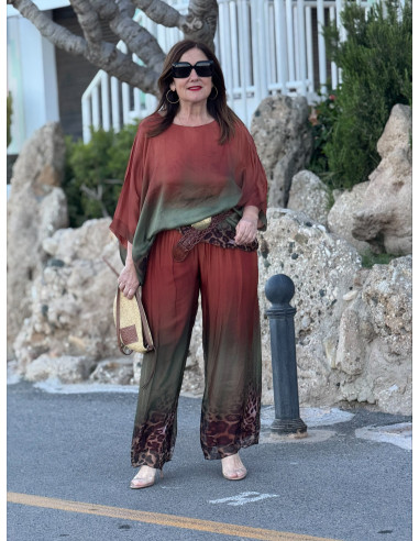 Conjunto de punto seda degradado terracota