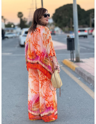 Conjunto de punto seda naranja