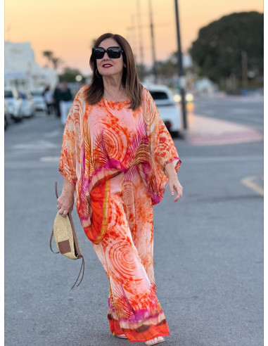 Conjunto de punto seda naranja