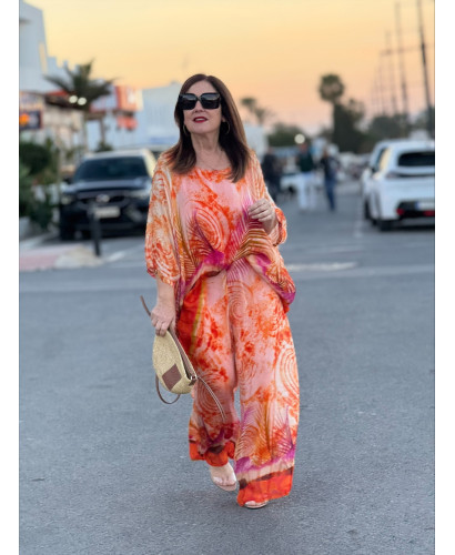 Conjunto de punto seda naranja