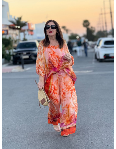 Conjunto de punto seda naranja