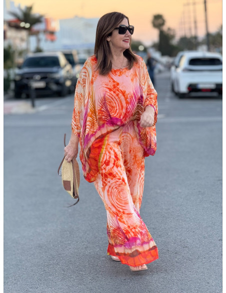 Conjunto de punto seda naranja