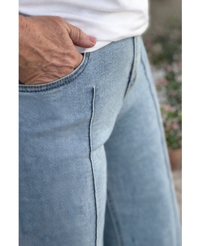 Pantalón vaquero recto de pata ancha elástico 2