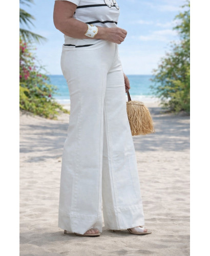 Pantalón vaquero Crudo recto de pata ancha