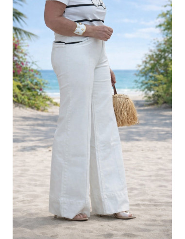 Pantalón vaquero Crudo recto de pata ancha