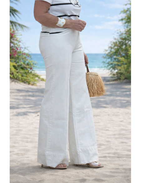 Pantalón vaquero Crudo recto de pata ancha