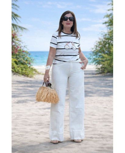 Pantalón vaquero Crudo recto de pata ancha 2