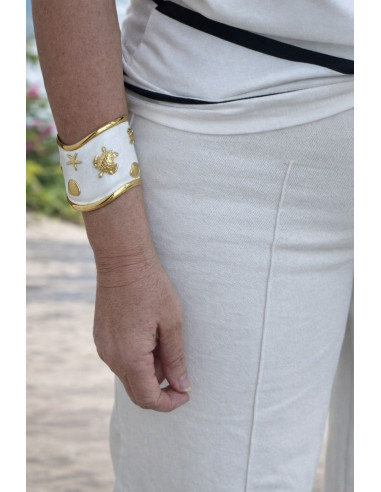 Pantalón vaquero Crudo recto de pata ancha