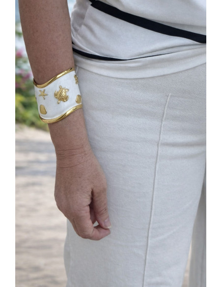 Pantalón vaquero Crudo recto de pata ancha