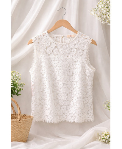 Blusa de encaje sin mangas mujer 2
