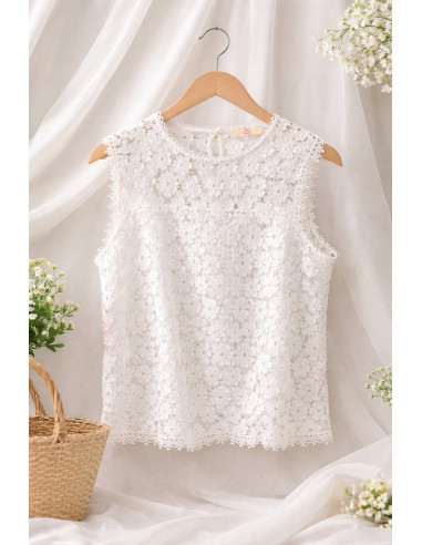 Blusa de encaje sin mangas mujer