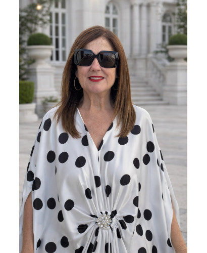 Vestido satén con broche central lunares 2