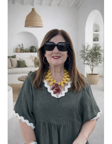 Vestido lino verde con piculina