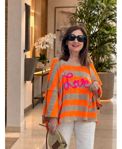 Suéter bordado Love rayas 2