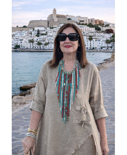 Conjunto lino tostado Asimétrico 2