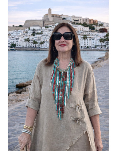 Conjunto lino tostado Asimétrico