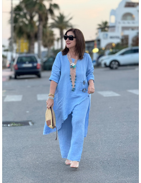 Conjunto lino celeste Asimétrico