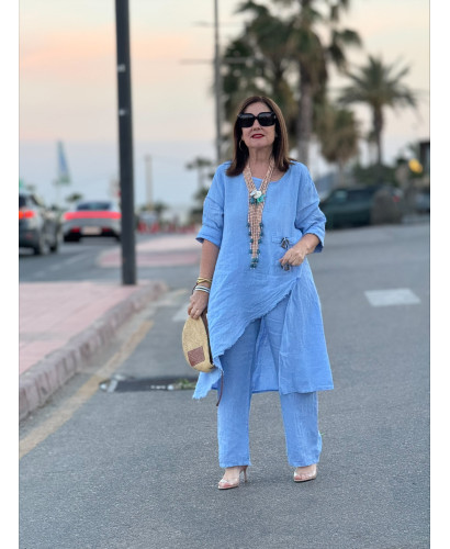 Conjunto lino celeste Asimétrico 2