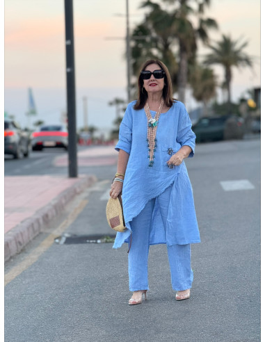 Conjunto lino celeste Asimétrico