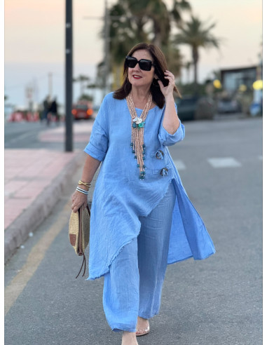 Conjunto lino celeste Asimétrico