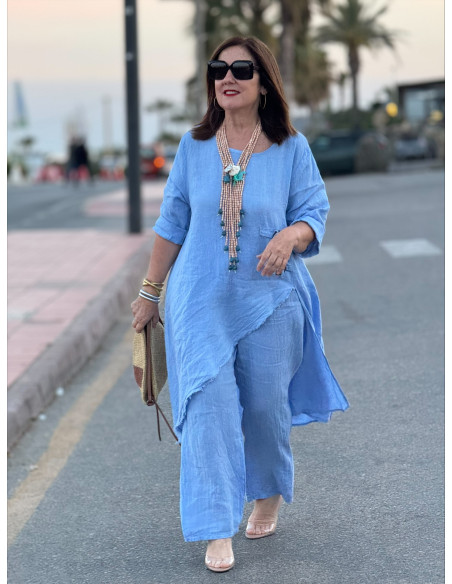 Conjunto lino celeste Asimétrico