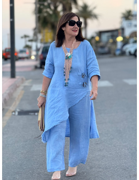Conjunto lino celeste Asimétrico