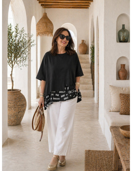 Camiseta negra detalle letras