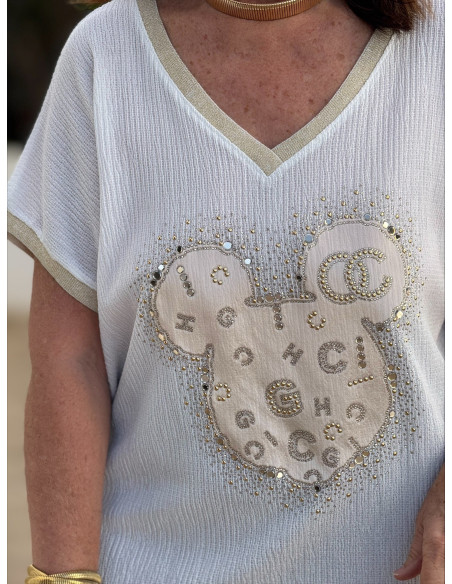 Camiseta bambula Mickey strass