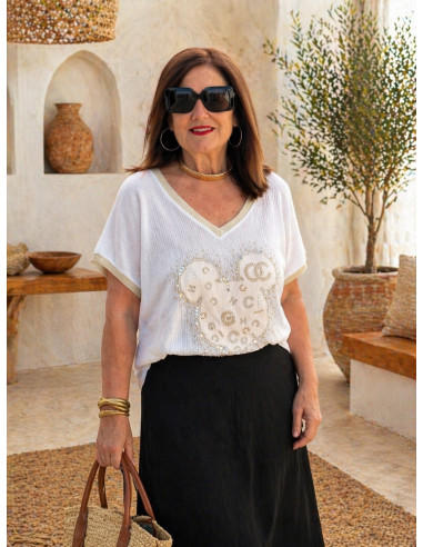 Camiseta bambula Mickey strass