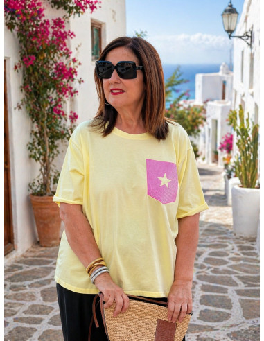 Camiseta amarilla strass estrella