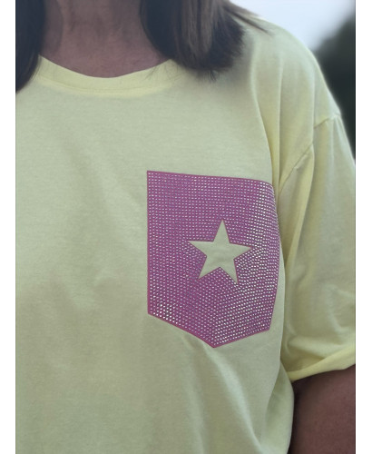 Camiseta amarilla strass estrella 2